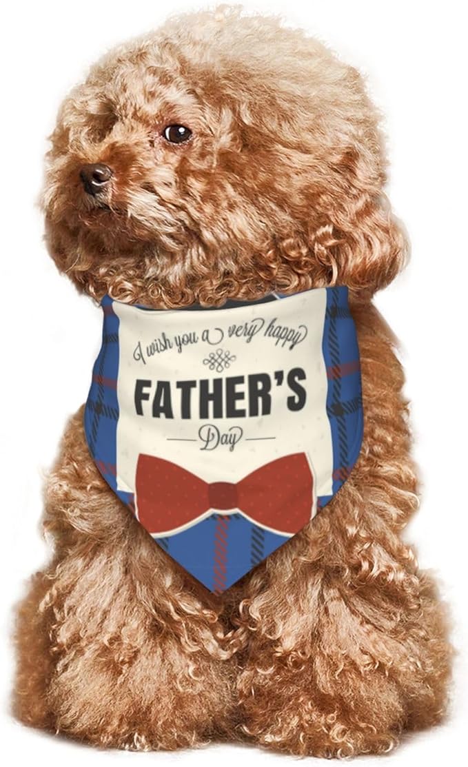 Happy Father's Day Dog Bandana Adjustable Reversible Triangle Dog Scarf Scarves Pet Bibs Costume Accessory Decor for Cats