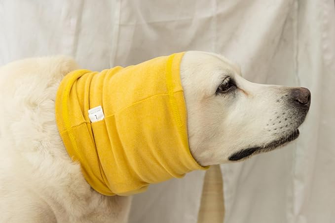 Dog Ear Wrap Hematoma Compression Anxiety Relief Grooming Bathing Dog Snood Pail Lilac+Yellow L