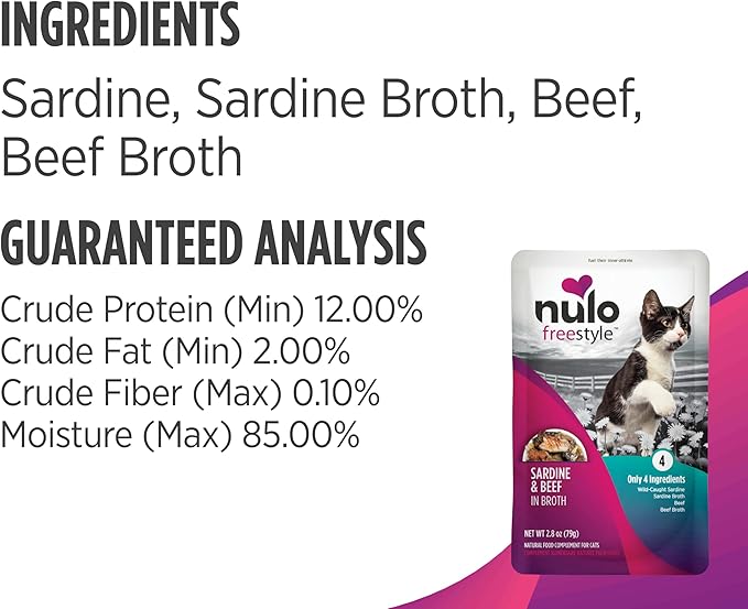 Nulo Freestyle Cat & Kitten Wet Cat Food Pouch, Premium All Natural Grain-Free Soft Cat Food Topper with Amino Acids for Heart Health and High Animal-Based Protein