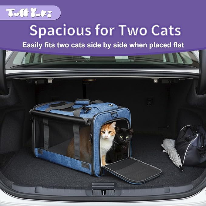 Pet Carrier for Medium-Small Cats, Collapsible Cat Carrier and Soft-Sided Pet Carrier for Medium Big Cats and Puppy Up to 17lbs, 2-Way Entry with Privacy Cover, Travel Bag L18.12”X11.81”X11.81”