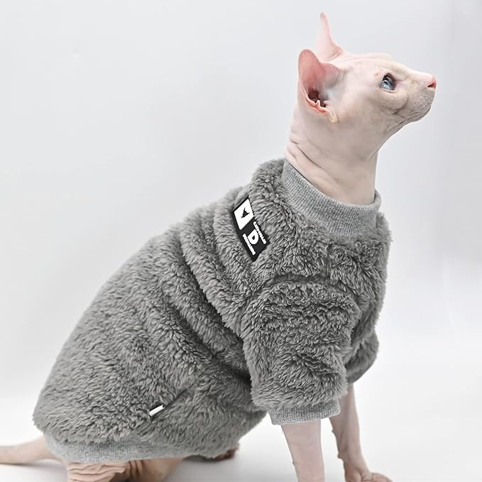 Warm Pet Sweater Sphynx Cat Clothes Fashion Soft Cat Apparel Comfort Thickened Winter Sphinx Hairless Cat Clothes (S)