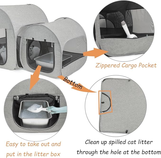 31.5 Inch & 21.6 Inch Portable Cat Playpen, Delivery Room, Enclosure, Postoperative Recovery, House Design for Better Standing, Foldable Pet Tent for Indoor Outdoor, Cat Houses & Condos Light Gray
