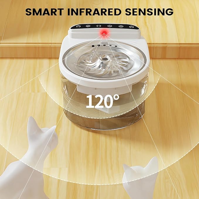 Pet Fountain - 3000ml Motion Sensor Rechargeable Dispenser | Cat Drinking Fountain Water Feeder | for Kitten Puppy Dog Watering Feeding Indoor Home Living Room Balcony