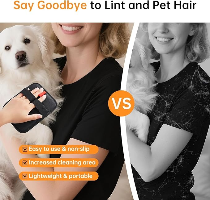 2 Pcs Static Pet Hair Removal Gloves,Reusable Cat Dog Electrostatic Hair Remover Grooming Glove Tool for Couch, Furniture, Carpet, Car Seat