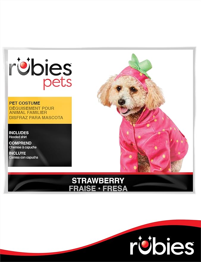 Rubies Strawberry Pet Hoodie Costume for Dogs or Cats, Large