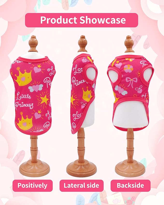 PET SHOW 4 Pack Dog Shirts for Small Dogs Female Tank Top Tee Red Pink T-Shirts Pets Sleeveless Vest Girl Dog Clothes(Large)