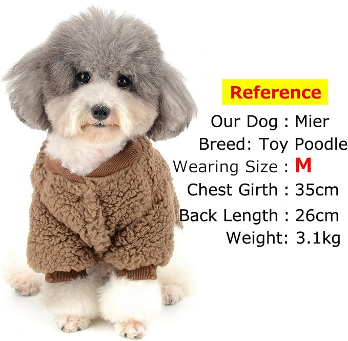 Zunea Sherpa Small Dog Sweater Coat Winter Fleece Puppy Clothes Warm Chihuahua Jacket Jumper Clothing Fall Pet Cat Doggy Boy Girl Shirt Apparel for Cold Weather Brown XXL