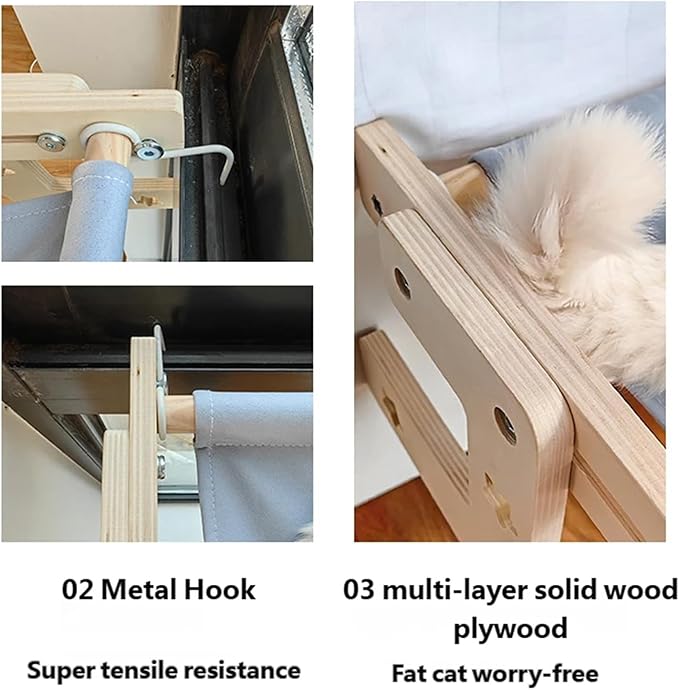 Strong Metal Hook Pet Perch for Openings and Beds Includes Soft Washable Pad for Cozy Napping Indoor Furniture