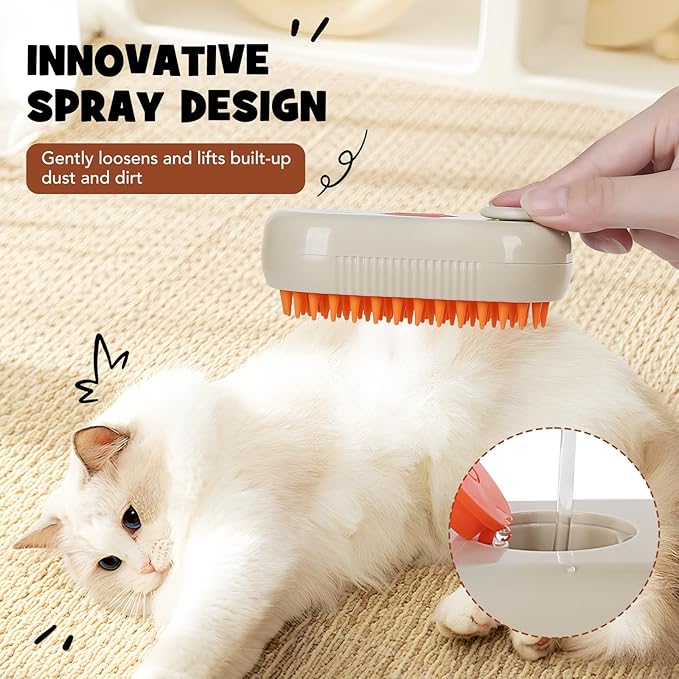 LINFOX 2-Pack Cat Steam Brush, 4-in-1 Pet Grooming Tool for Cats & Dogs, Rechargeable Spray Comb for Shedding, Cleaning & Massage