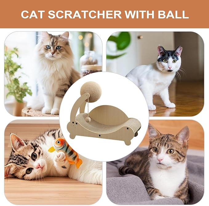 Cat Scratching Bed - Pet Chair with Interactive Ball, Durable Scratch Lounger Sofa, Kitten Rest Play Furniture | Indoor Home Use for Small Medium Playing Sleeping Relaxing Indoor Home Furniture
