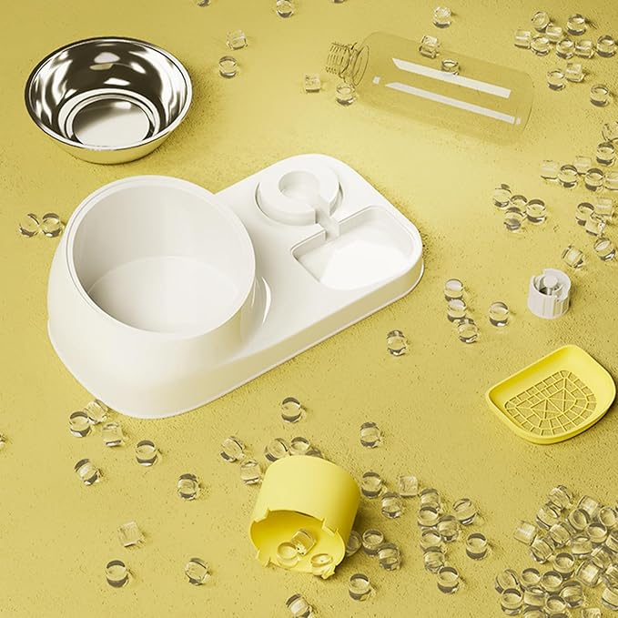 Automatic Cat Water Dispenser and Food Feeder with 16° Tilt Design for Neck Pressure Relief and Hygiene