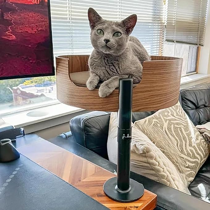 Desk Nest® Cat Bed– Space-Saving, Elevated Bed for Cats – Keeps Desks Clear, 360° Adjustable, Supports 25 lbs – Secure, Stylish and Durable – Perfect for Home Office – Walnut Wood Finish