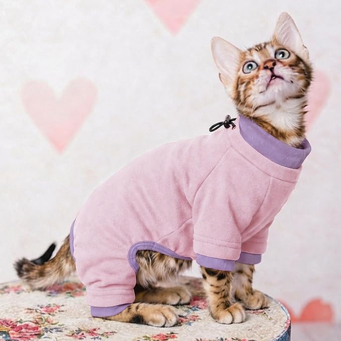 PUMYPOREITY Cat Calming Sweater – Helps Reduce Licking & Grooming Habits, Daily Comfort Shirt for Anxious Cats, Lightweight Fabric for Fur Control, LightPink, S