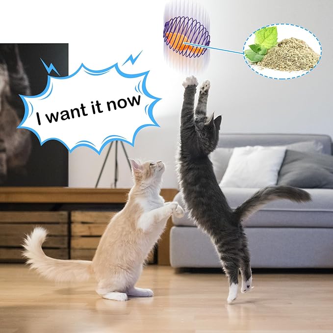 Jecery 5 Pcs Cat Spring Balls Toys Stretchable Rolling Balls Colorful Playful Coils Interactive Action Toy Caged Rats for Kitten Pet Supplies (Catnip Rats,Multicolor)