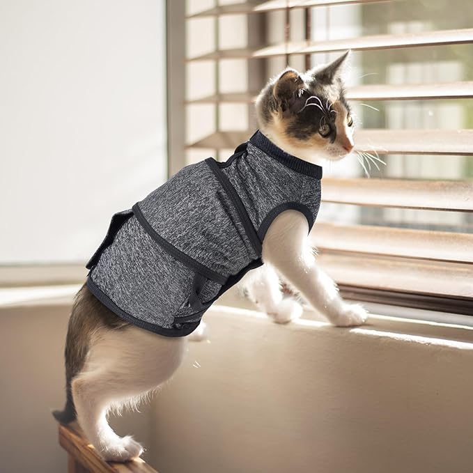 Cat Anxiety Jacket, Anxiety Vest for Cats, Jackets for Cats Only, Self-Adhesive Adjustable Pet Cat Calming Wrap Shirt, Calming Wrap for Pets to Relieve Stress
