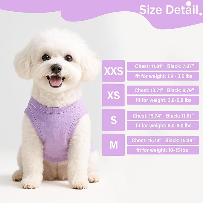 2 Pieces Dog Clothes Spring Summer Puppy Soft Dog Shirt Solid Color Chihuahua Clothes Pet Clothing Cute Cat Clothing XXS~M (Rose,Purple, Medium)