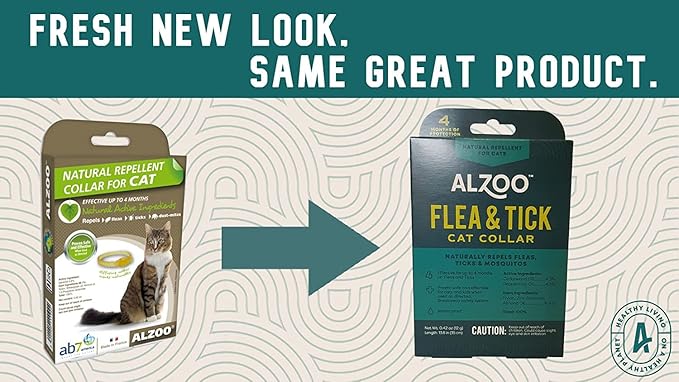 ALZOO Plant Based Flea & Tick Cat Collar, Helps Repel Fleas, Ticks & Mosquitoes, Plant-Based Active Ingredients, Phthalates and PVC Free Up to 4 Months Protection, Single
