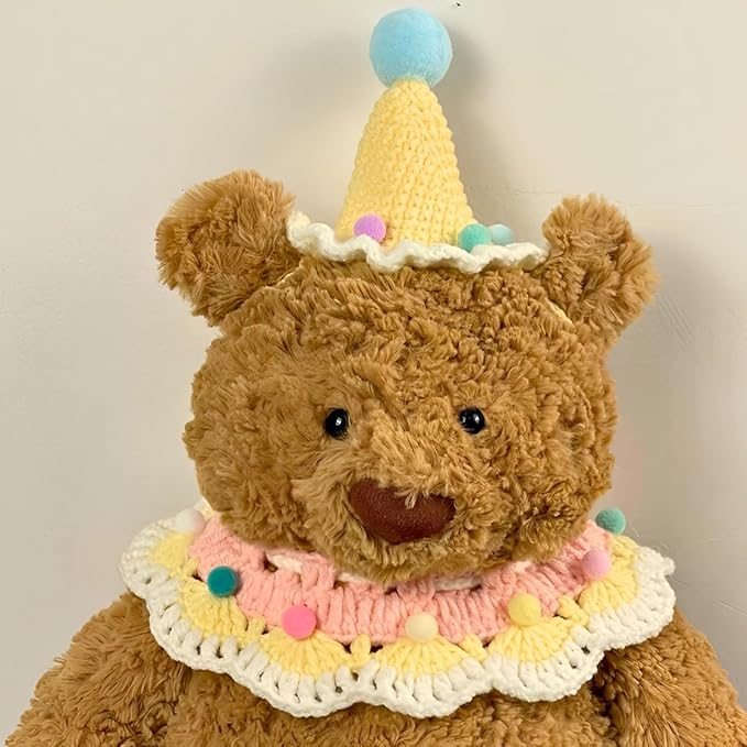 Cat Birthday Hat & Collar Set: Handcrafted Knit & Crochet Accessories for Pets, Kitten, Small Animals