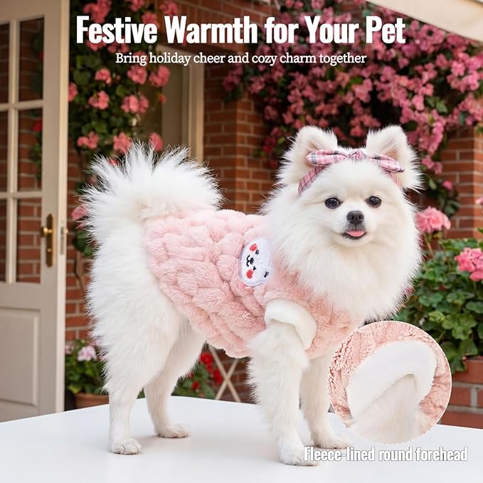 Dog Sweater for Small Dogs Puppy Cats Winter Warm Soft Pet Clothes Pullover Cute Extra Small Dog Apparel, Cat Sweaters for Cats Only Fit Chihuahua Yorkie(Pink, M)