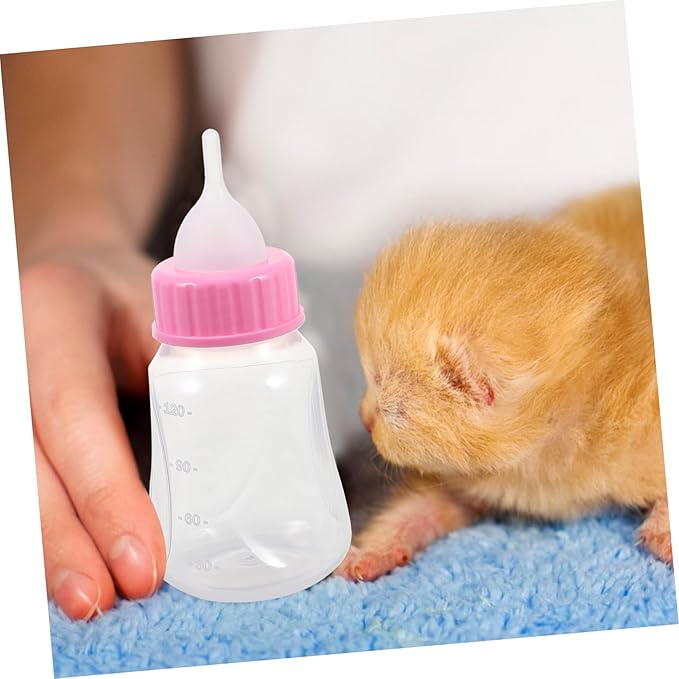 2Pcs Kitten Feeding Bottles Plastic Pet Nursing Bottles for Cats and Puppies Lightweight and Portable for Safe Feeding and Weaning Includes Replaceable Nipples