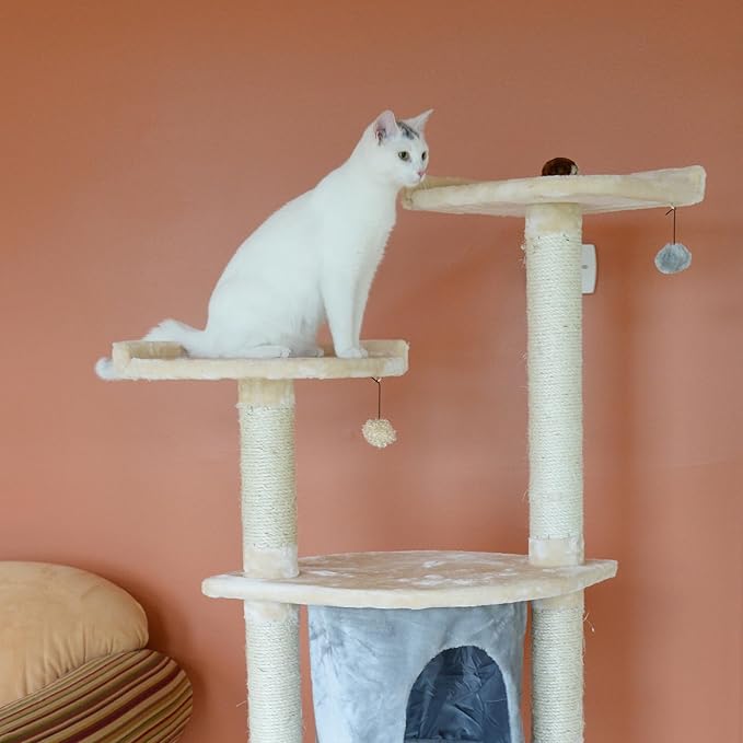 Armarkat Real Wood Cat Tree Model A6401, Blanched Almond,34"(L)X24"(W)X64"(H)