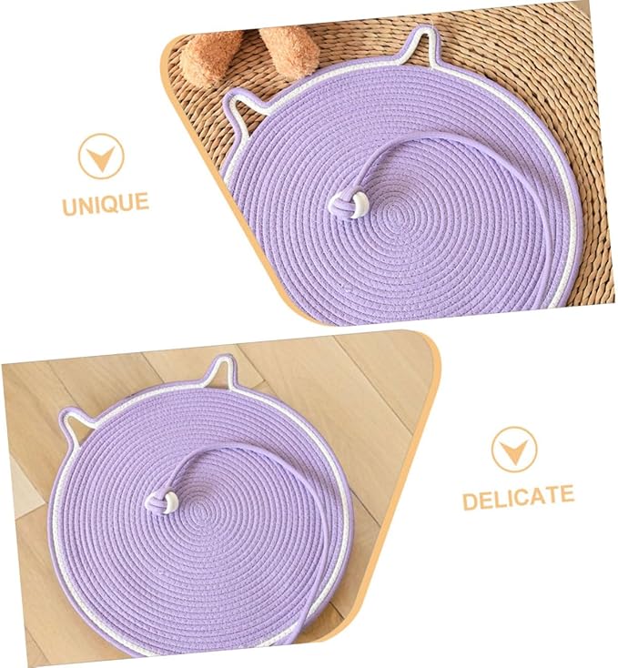 Cat Scratching Mat and Pad Anti-Slip Sturdy Cat Scratch Bed Small Purple Indoor Sofa Protector for Kitten Claw Grinding and Furniture Defense