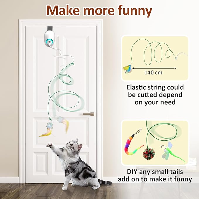 Cat Toys for Indoor Cats,Interactive Door Hanging Retractable Kitten String Toys,Electronic Self Play Cat Teaser Toy