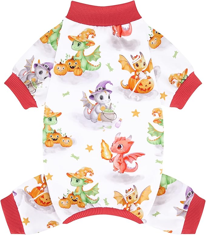 XPUDAC Halloween Dog Pajamas Funny Halloween Costumes for Doggy Comfy Pet Pjs for Small Medium Dogs Boy Girl Puppy Outfits Cat Apparel, M