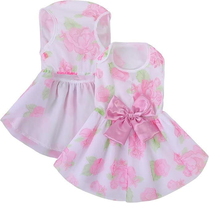 ASENKU Dog Dress Pet Wedding Dress Princess Lace Puppy Birthday Party Outfit Formal Apparel Girl for Small Medium Dogs Cats (Large, Rose)