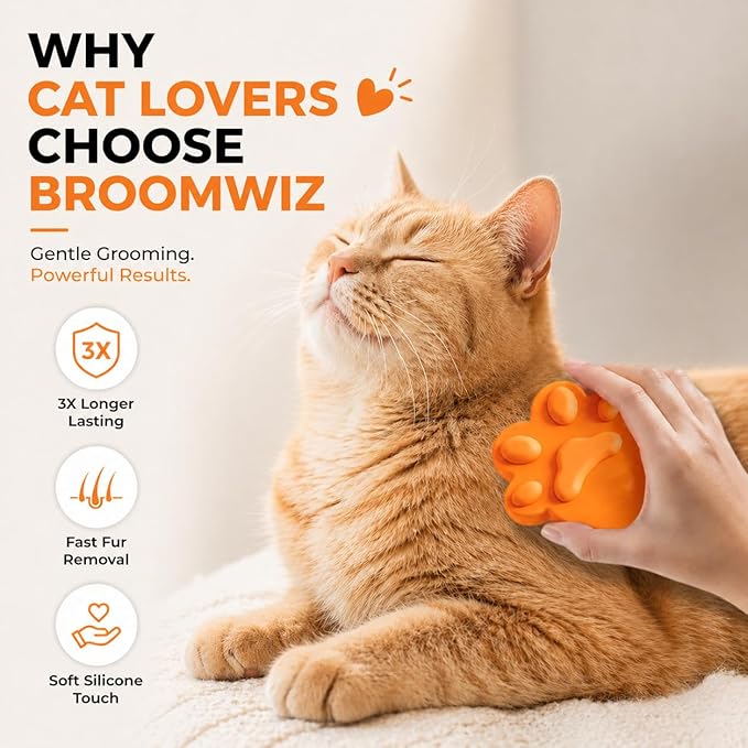 Cat Brush Silicone Pet Grooming Brush for Cats & Dogs, Soft Flexible Deshedding for Removing Loose Fur, Easy to Clean, Waterproof, for Short & Long Hair, Orange White Gray