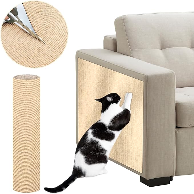 ENONCI 78.7"x15.8" Large Couch Protector from Cat Claws,Anti Scratch Furniture Protector for Cats Corner Wall Scratcher,Replacement for Cat Tree Post Shelves