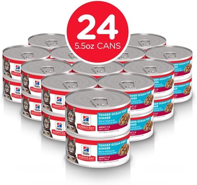 Hill's Science Diet Adult 1-6 Wet Cat Food, Ocean Fish, 5.5 oz. Cans, 24-Pack