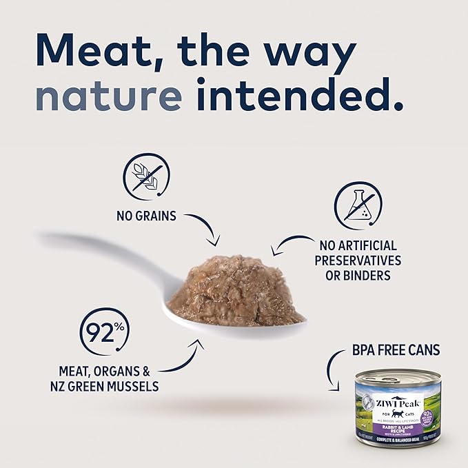 ZIWI Peak Canned Wet Cat Food – All Natural, High Protein, Grain Free, Limited Ingredient, with Superfoods (Rabbit & Lamb, 12-pack of 6.5oz Cans)