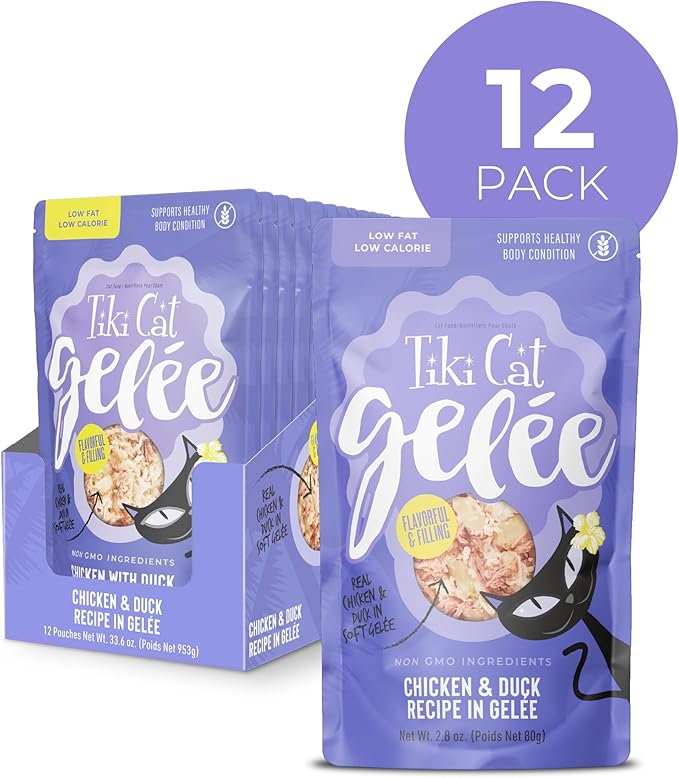 Tiki Cat Luau Lean Gelee Wet Cat Food, Chicken & Duck, 2.8 oz. Pouch (12 Count)