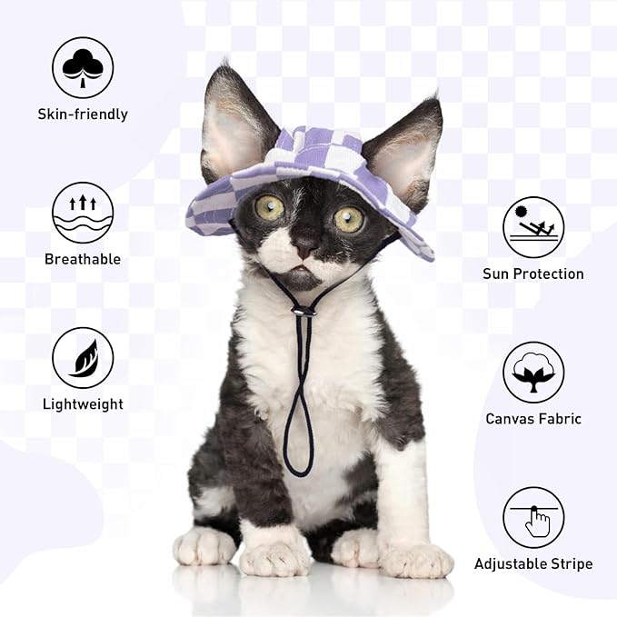 QBLEEV Cat Hats for Cats Only, Sphynx Hat with Ear Hole, Kitten Headwear Mini Sun Sombrero Caps, Summer Cat Cowboy Hats, Pet Chihuahua Sunscreen Baseball Outdoor Climbing Cap Birthday Party