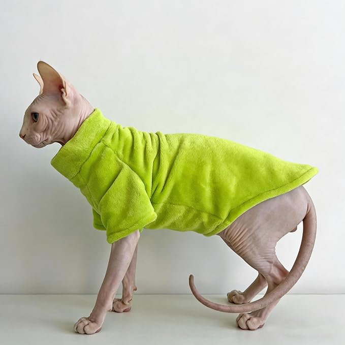 Sphynx Cat Clothes Sweaters, Sphynx Hairless Cat Clothes for Cats Only, Warm Sphinx Kitten Apparel Outfits Pajamas for Cornish Rex and Devon Rex,Christmas Halloween Costume, Green,2XL