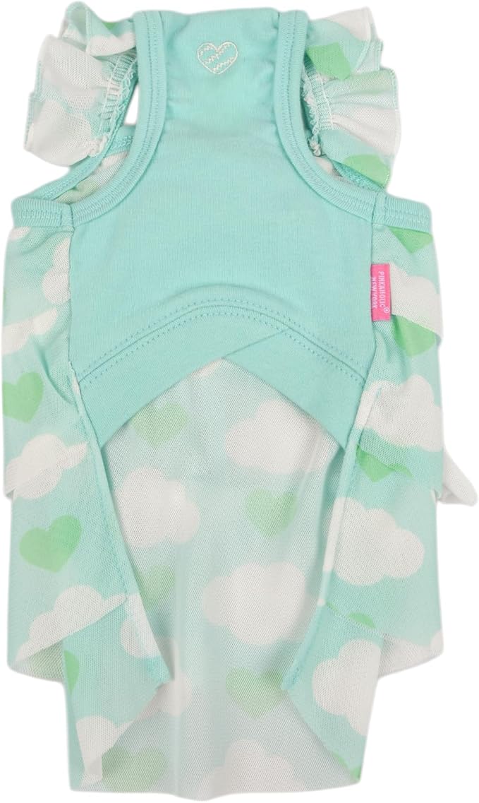 Pinkaholic New York Suri Dog One-Piece Dress Trendy Fashionable Cute Elegant Dog Apparel for Small Dogs, Mint, Medium