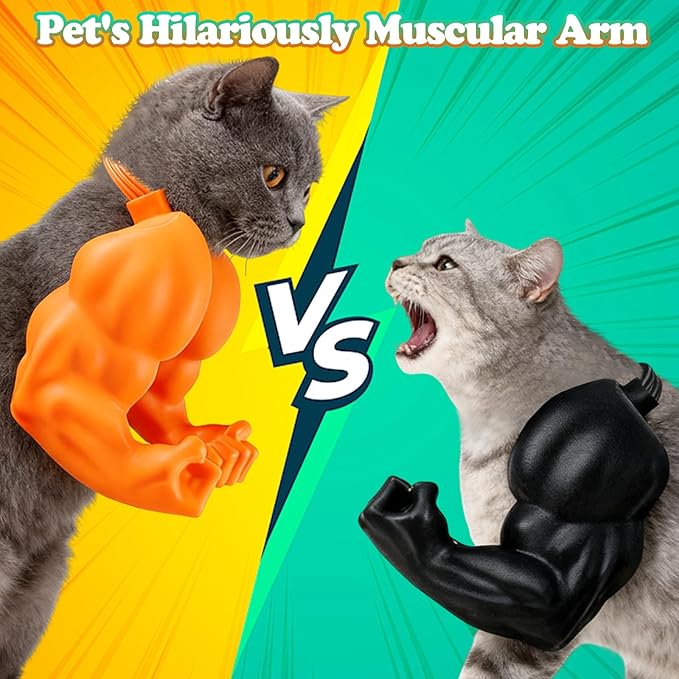 babyye Cat Toys Muscle Arms, Funny Printed Cat's Neck Arm with Muscle, Christmas Cats Costume Accessory for Pet Dress-Up, Cosplay, Parties & Photos (White)
