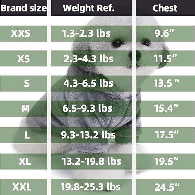 FabriCastle Dog Hoodie Sweater for Small Dogs Boy and Girl, Dog Clothes XS XXS Puppy Sweatshirt, Pet Outfit, Cat Clothing Super Soft Warm Snap On Closure (Dark Green, Large)