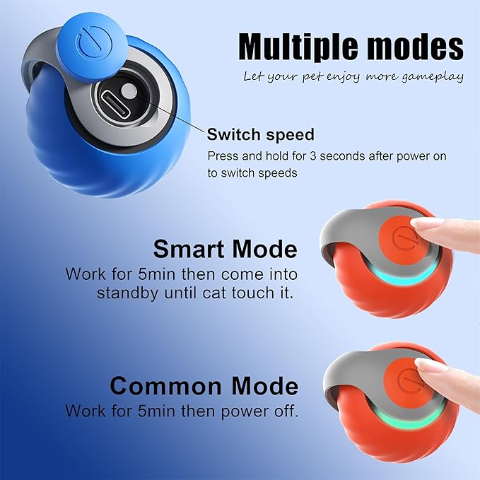 1pc Interactive Automatic Remote Control Cat Mice Car Toy and 1pc Smart Electric Moving Speedy Cat Ball Toy with Feather Tail, Suitable for Dogs, Keep Busy, Stimulating, Rechargeable (orange)