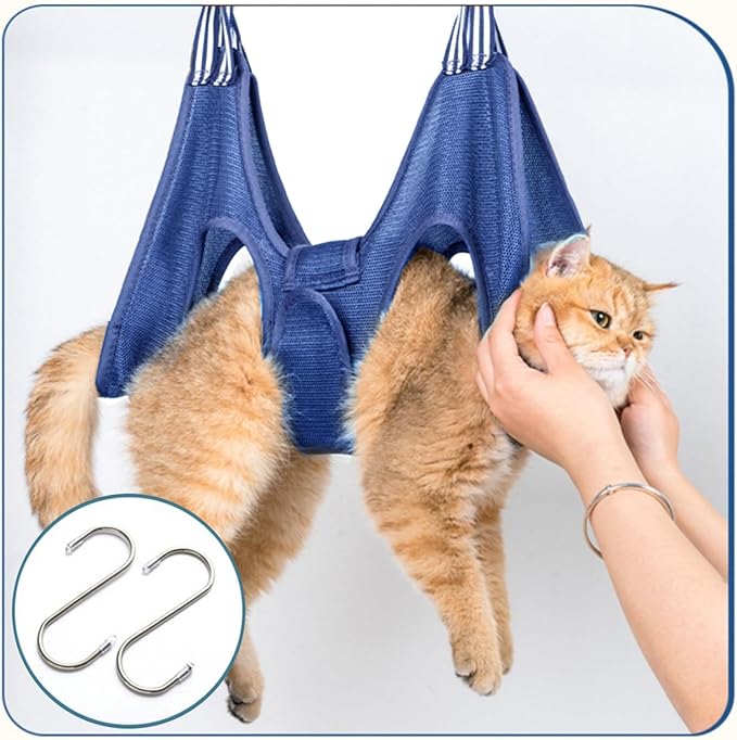 Cat and Dog Grooming Hammock with Safety Belt for Nail Clipping、Grooming,Cat Bathing Bag for cat Nail Trimming,Cat Claw Care Bag, Dog Grooming Harness（S,Be Sure to Check The Size Chart）