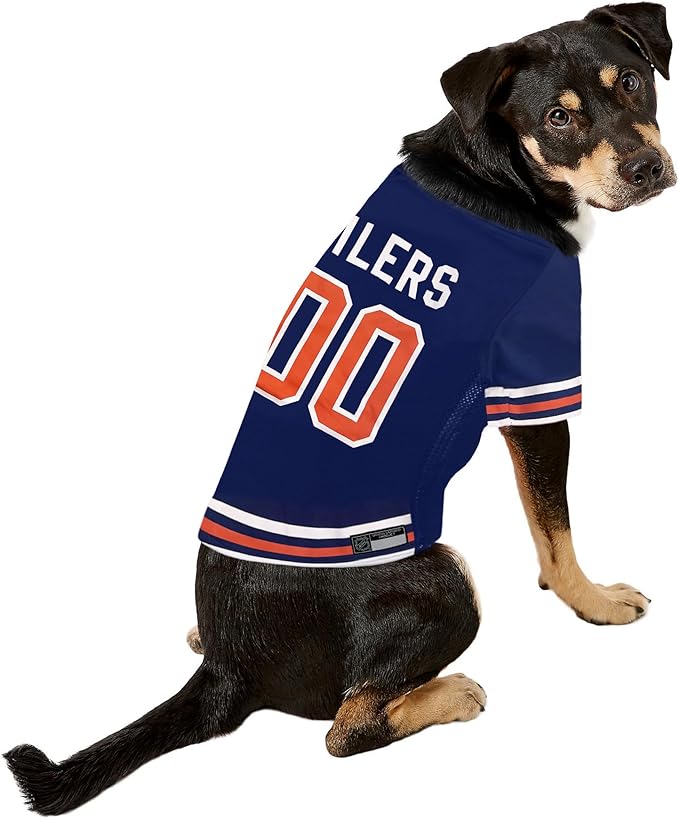 Pets First NHL Hockey Edmonton Oilers Mesh Jersey for Dogs & Cats, Size Large, Licensed Dog Jersey with Your Favorite Hockey Team