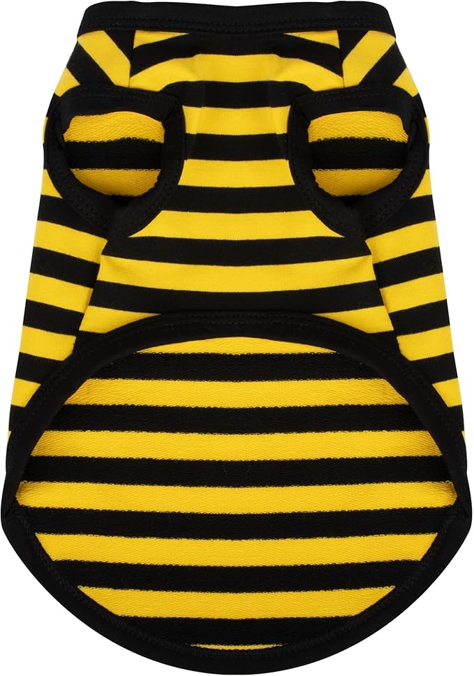 Paiaite Dog Striped Shirt Happy Color Cotton Sleeveless Puppy Shirts Breathable Pet Apparel Tank Top Colorful Puppy Sweatshirt Clothes for Small Medium Dogs Yellow XL