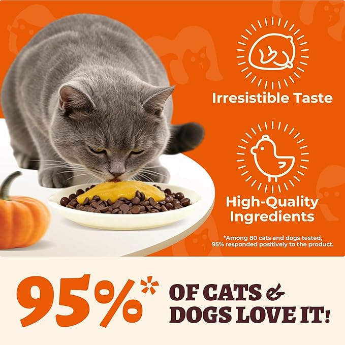 15.5oz Premium Pumpkin Puree for Cats & Dogs - Digestive Health,Sensitive Stomach for Soft Cat Treats - Natural Fiber Supplement for Dog Food Toppers,Kittens,Puppy Snacks