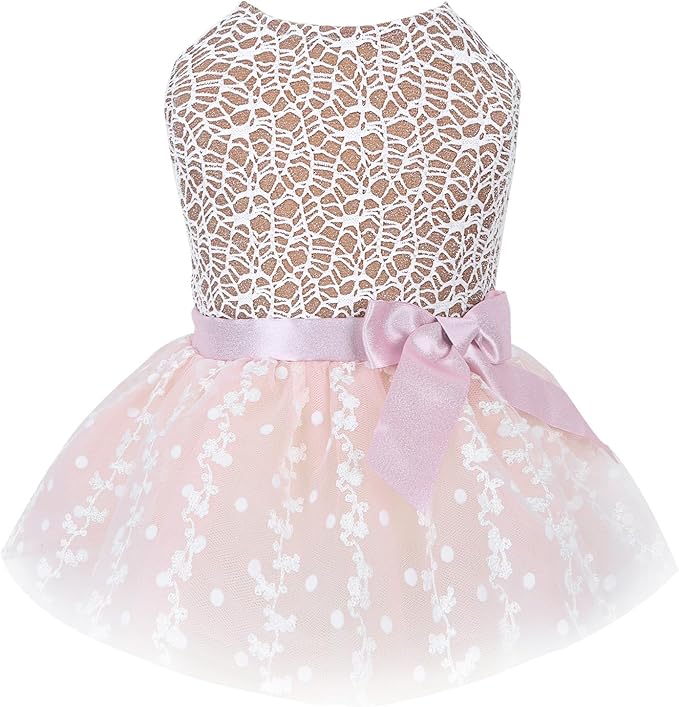 CuteBone Dog Birthday Dress Girl Puppy Skirt Tutu Cat Wedding Outfit Pet Party Clothes for Small Dogs Costume DD23XXS