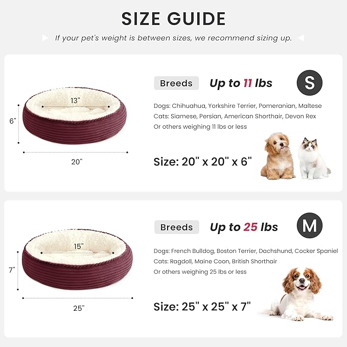 Love's cabin Round Donut Cat and Dog Cushion Bed, 25in Pet Bed for Small or Medium Dogs, Anti-Slip & Water-Resistant Bottom, Soft Durable Fabric Pet Beds, Washable Calming Cat Bed Dusty Rose Stripe