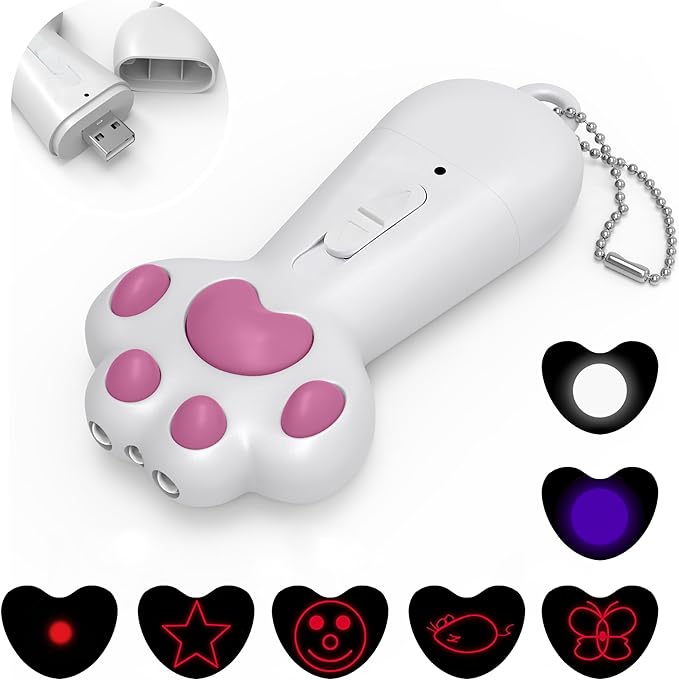 FYNIGO Interactive Cat Toys for Indoor Cats and Dogs,7 in 1 USB Rechargeable Cat Teaser Toy for Chasing and Exercise