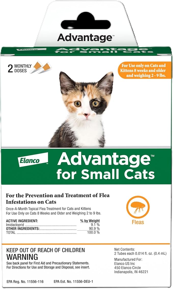Advantage Topical Cat Flea Treatment and Prevention for Small Cats 2-9 lbs. | Apply Flea Drops Monthly | 2 Treatments