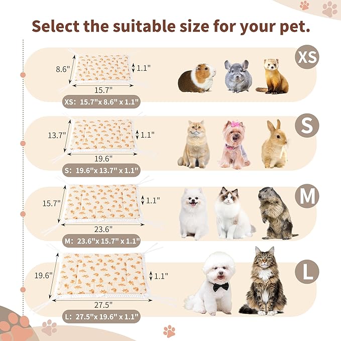 Reversible Silent Cat Bed Self Warming Pet Pad Thin Style Mat Washable Cushion Pad, Pad for Window Perch Outdoor Cat Houses, for Cats, Small Dogs, Rabbits, Non Electric,(Brown Puppy,L)