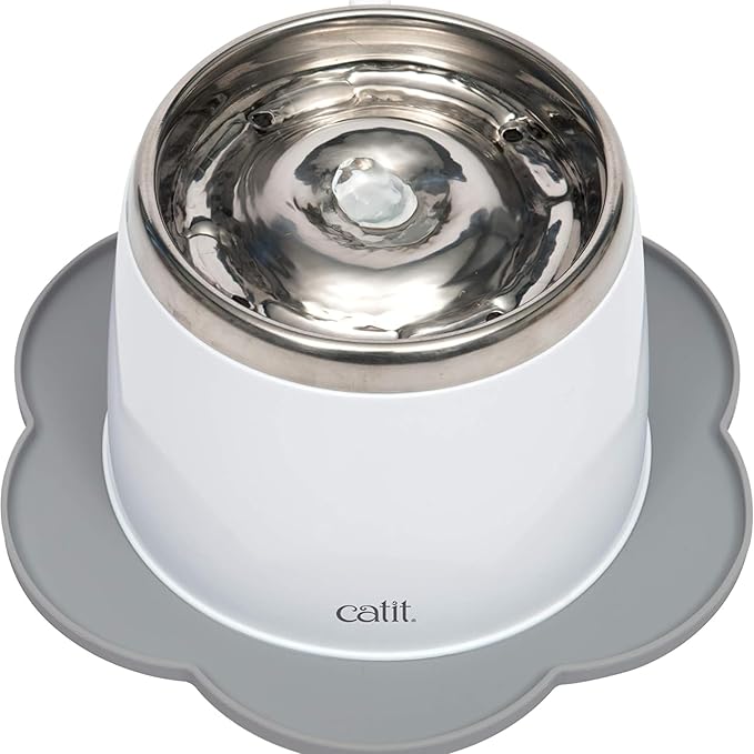 Catit Flower Shape Cat Placemat, Gray, diameter 11.8in